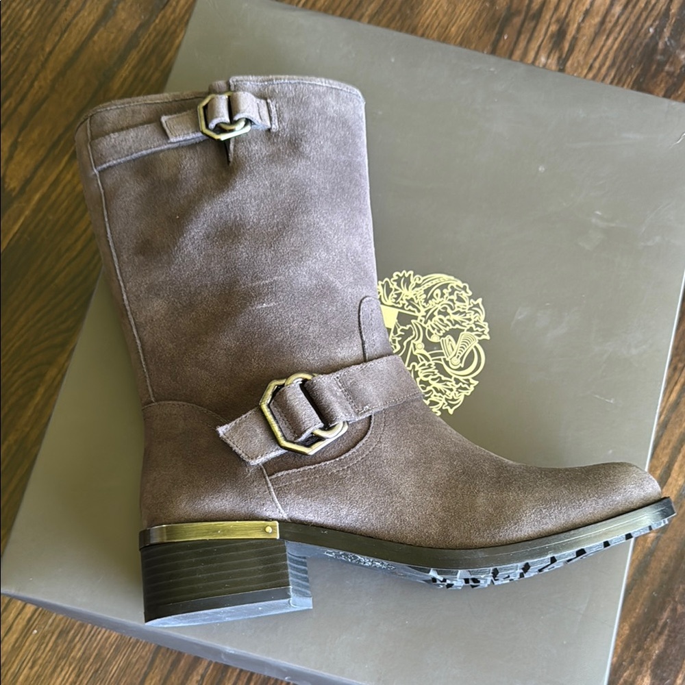 Vince Camuto Brown Heeled Boots with Buckle Straps
